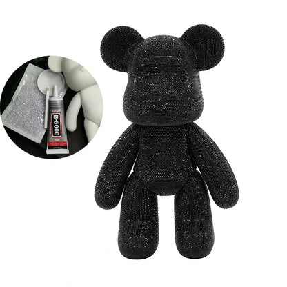 DIY Self-Adhesive Crystal Bear Figure Rhinestone Diamond Glitter Applique Bear Figurine Doll Toy Decoration Desk Accessories