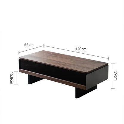 W5.19 walnut solid wood rock slab coffee table display modern black rectangular small apartment with lighting atmosphere