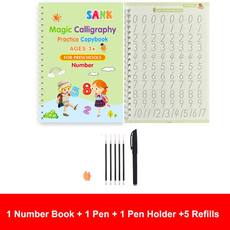 Sank Magic Practice Copybook Pen Preschools Kids Calligraphy English Verison Free Wiping Children Reusable Writing Book