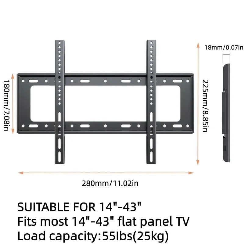 RP06 Universal TV Mount Monitor Holder Adjustable Low Profile Flat  for LCD LED Monitor 26-63inch TV Wall Mount Bracket