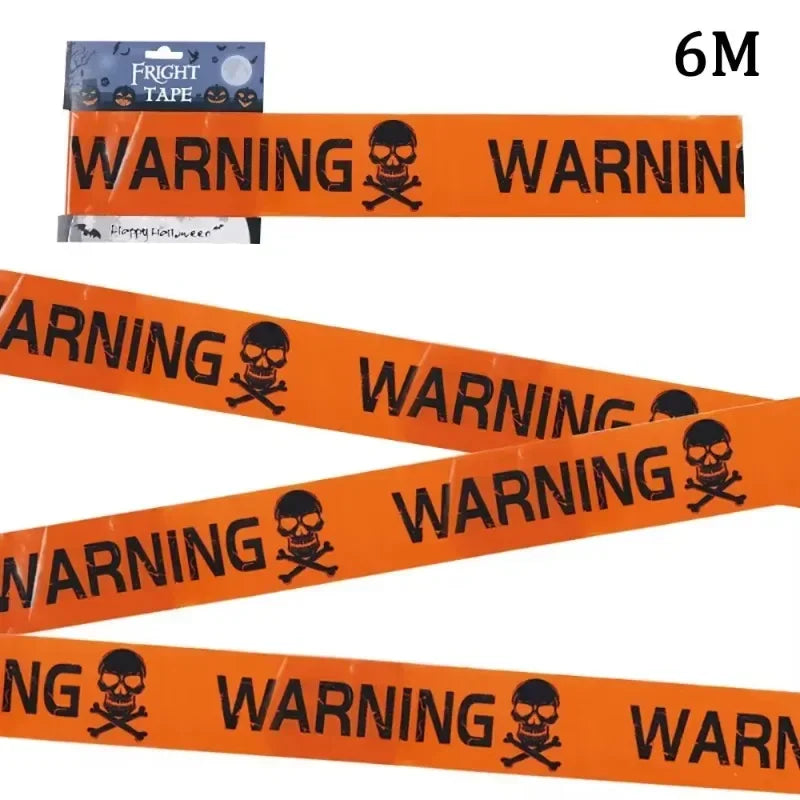Halloween Warning Tape Safety Signs Caution Fright Crime Scene Tape Orange Yellow Red Caution Party Horror Scene Decor Supplies