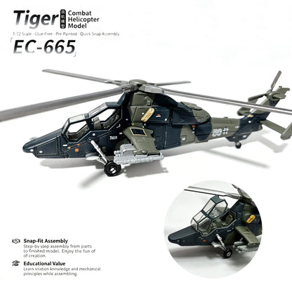 1:72 Scale DIY Assembly Military Helicopter Model Kit, Openable Cabin Door, Detachable Accessories, Collectible Desktop Decor, I