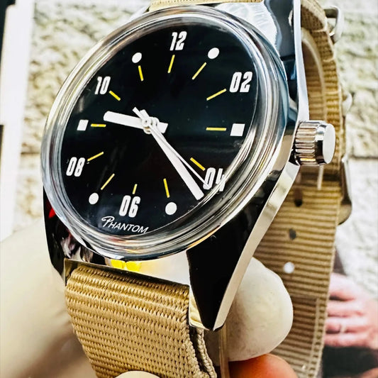 PHANTOM 7120 Men's Hand-Wind Mechanical Watch 36mm - Retro Business Couple Timepiece