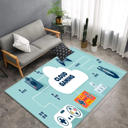 Cartoon Game Console Carpet for Living Room Video Game Children Player Area Rug Soft Anti-slip Bedroom Entrance Floor Mat