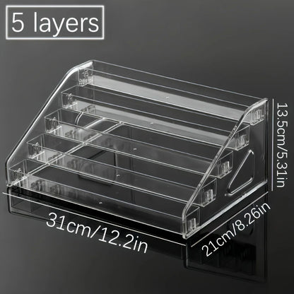 Transparent Ladder Display Rack, Hand Account Tape and Sticker Storage Rack, Cosmetics, Perfume, Nail Polish Storage Box
