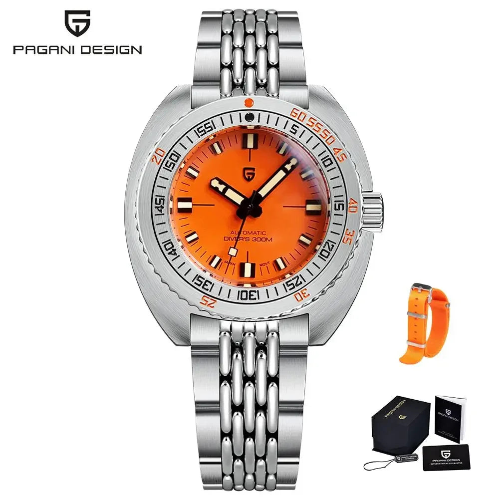 PAGANI DESIGN New Men's Automatic Mechanical Divers Watches 8215 Sapphire Stainless Steel 300m Waterproof AR Watch for Men