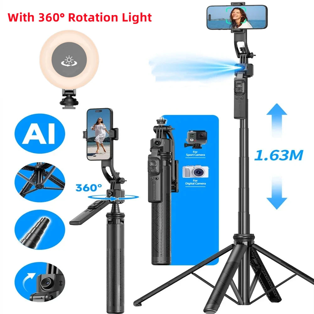 FANGTUOSI 360 Rotation Gimbal Stabilizer ,Selfie Stick Tripod for Smartphone Camera With Bluetooth shutter Stabilizer for Live