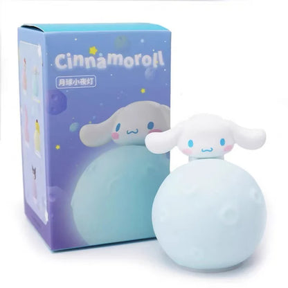 Sanrio LED Moon Night Light Blind Box Kuromi Hello Kitty Cinnamoroll Action Figure Model Kawaii Room Decor Surprise Toy Gift