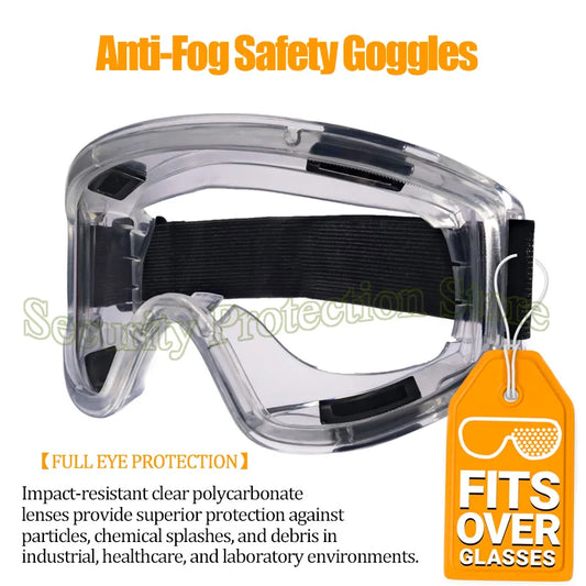 Anti-Fog Safety Goggles Fits Over Glasses Impact & Splash Resistant ANSI Z87.1 Goggles for Work & Industrial Use