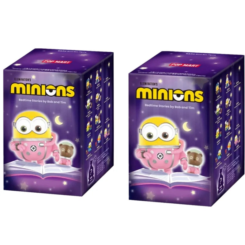 POP MART Original Minions Bedtime Stories By Bob And Tim Series Blind Box Anime Figure Mystery Box Desktop Toy Surprise Gift