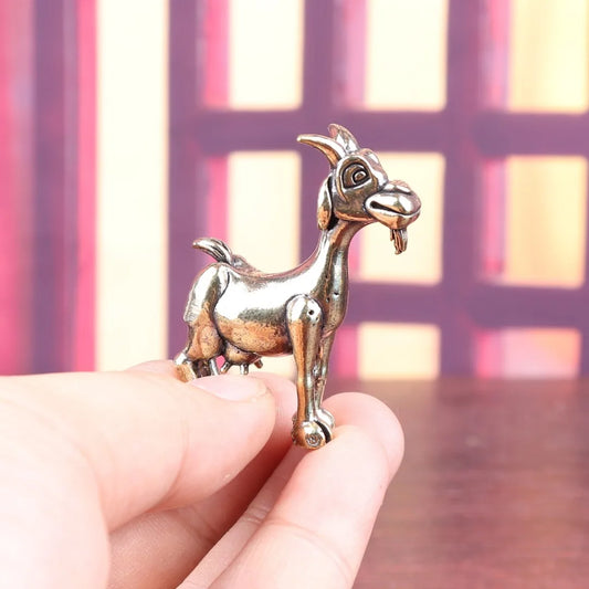 Vintage Brass Goat Statue - Intricate Retro Animal Sculpture Tea Pet for Home & Office Decor, Ideal for Collectors, Living Room