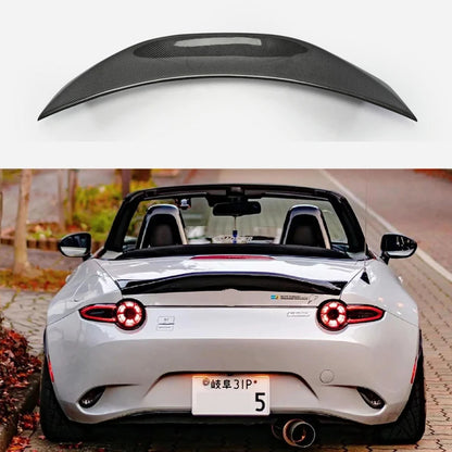 For Mazda MX5 Miata ND RF LMS Style Confiber Fiber Glass Unpainted Duckbill Spoiler Trunk Wing Lip Racing AccessoriTrim