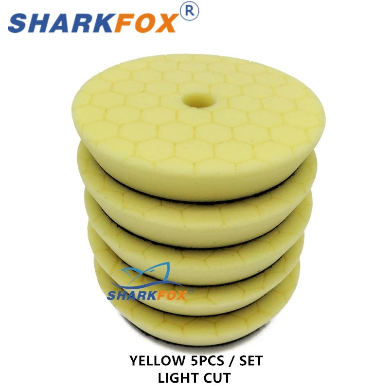 Sharkfox Polishing Pads 5/6 Inch Germany Foam Buff Sponge Pads Auto Car Buffing Pad Set for DA/RO Polisher Buffer Tools