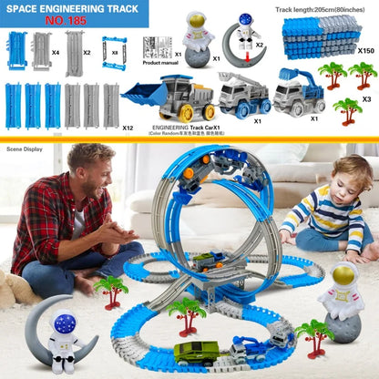 Dinosaur Car Track Set Magic Climbing Flexible Rail Engineering Car Educational Track Car Train Blocks Toys Birthday Gift