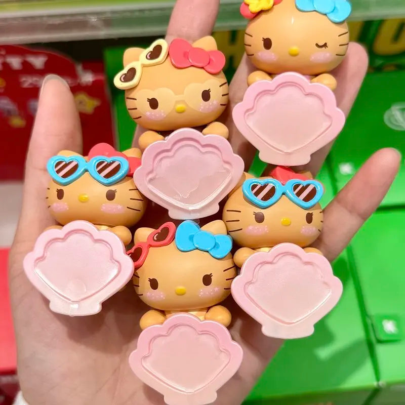 new Hello Kitty hipper Blind Box Go To Beach Series Cute Lying Figure Phone Case Sticker Collectible Trendy Toy Desk Decor gift