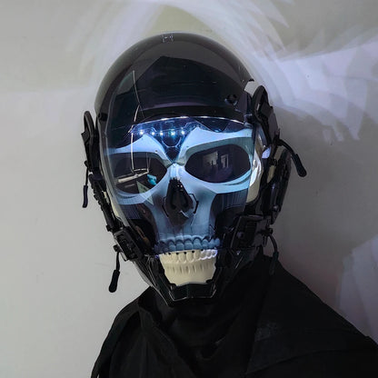Led Luminous Skeleton Punk Mask Futuristic Techwear Disguise Helmet Gothic Cyber Teenagers Cosplay Masks Accessories