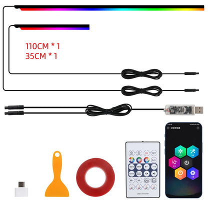 10 in 1 Car Interior Acrylic LED Ambient Lights 140cm 110cm For Tesla USB APP Remote Control RGB Symphony Atmosphere Lamp