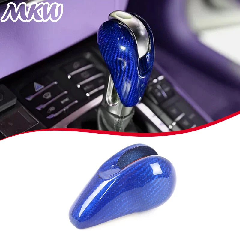 For Porsche MACAN 718 911 Panamera Cayman Boxster 2009-2021 Real Carbon Fiber Car Gear Shift Head Cover Trim Car Accessories