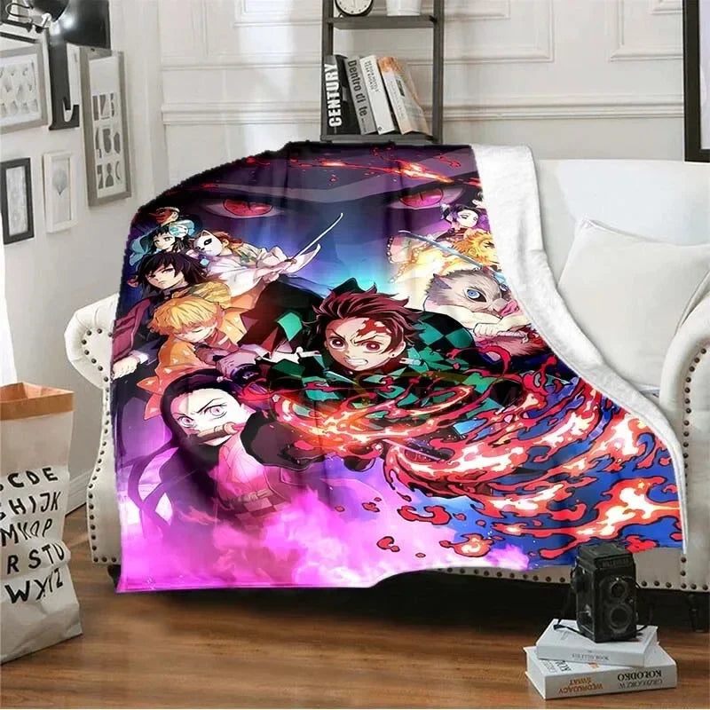 Demon Slayer Anime Flannel Blanket 2026 All Season Double-sided Printed Throw, Soft Warm Fashion Nap Blanket for Home