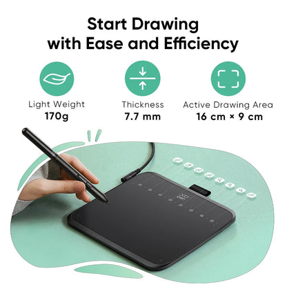 XPPen Deco 640 Graphics Pen Tablet 16384 Pressure Level 60°  Tilt Support 8 shortcut keys for PC Android Game osu