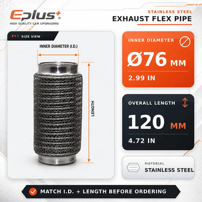 Universal Automotive Chain Link Mesh Exhaust Hose Stainless Steel Braided Flexible Bellows for Car Exhaust System Replacement