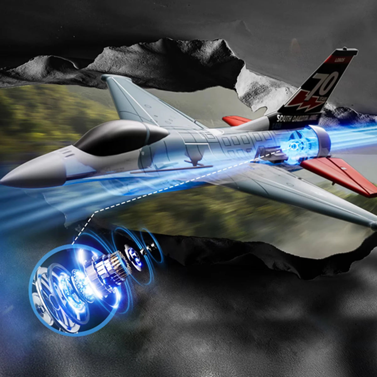 VOLANTEXRC F16 Falco RC Plane One Key Aerobatic RTF Fighter With Xpilot Stabilization 2.4G 4CH RTF Glider Brushless Motor