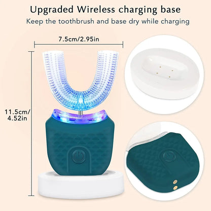 Electric U-Shaped Toothbrush for Adults - Soft-Bristles Teeth Whitening Kit, Oral Care with Auto-Timing & 360° Gum Protection