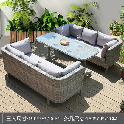 Outdoor Sofa Leisure Set, Garden Terrace Chair, Courtyard Balcony Double , -Woven Outdoor Imitation Rattan Sofa