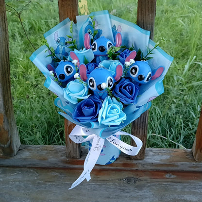 Cartoon Winnie the Pooh Pig Plush Bouquet Handmade Flower Bouquet Plush Doll Wedding Graduation Valentine Christmas Birthday Gif
