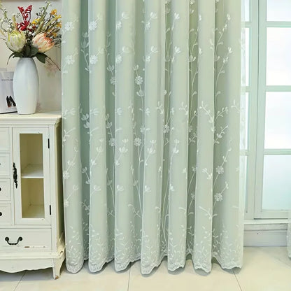 1pc European Luxury Double Layer Blackout Curtain,Top Eyelet for Easy Hanging,Floral Pattern for Living Room Bedroom Decor