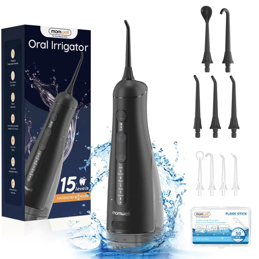 Mornwell Water Dental Flosser Pick for Teeth: 4 Modes 13 Water Levels Cordless Portable 300ML Tank Cleaning Picks F42(F5048)