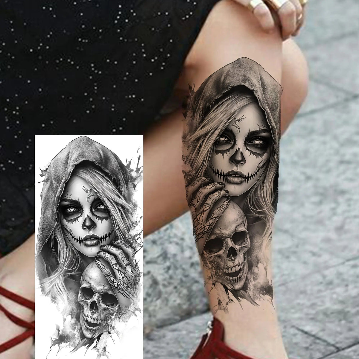 1 Sheets Chicano Prison Gangster Temporary Tattoos For Women Men Adults Fake Tattoo Sticker Water Transfer Self Adhesive Arm Leg