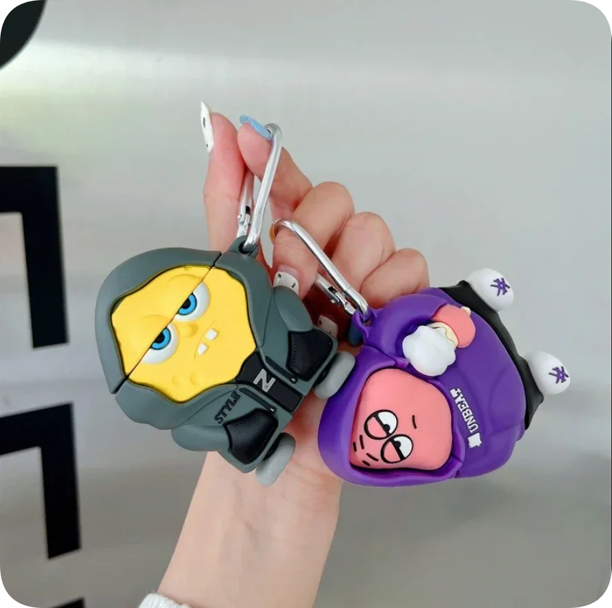 For Airpods Pro 3 Case 2025,3D SpongeBob Patrick Star Silicone Earphone Cover For Airpods pro 2/Airpods 1 2 3 4 Case Cover Funda