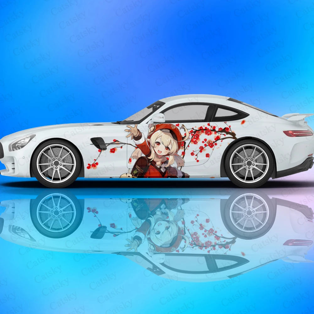 Genshin Anime Car Decals Side Graphics Wrap Vinyl Modified Car Parts Car Stickers Game Livery Custom Pattern Decals