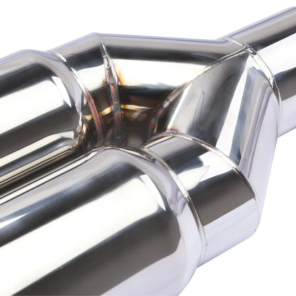 Universal Stainless Steel Exhaust Tailpipe Muffler 63mm Inlet 76mm Outlet Double Cylinder For Car Exhaust System Replacement