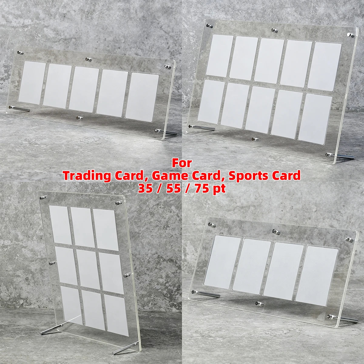 Desktop Display Stand 2/3/4/5/6/8/9/10/12 Cards Holder 35/55/75pt for Pokemon NBA Sports MTG Trading PTCG One Piece TCG F1 Card