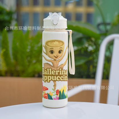 750ML Italian Brainrot Water Bottle Outdoor Drinking Cartoon Sports Cups Tung Tung Tung Sahur Tralalero Tralala Christmas Gift