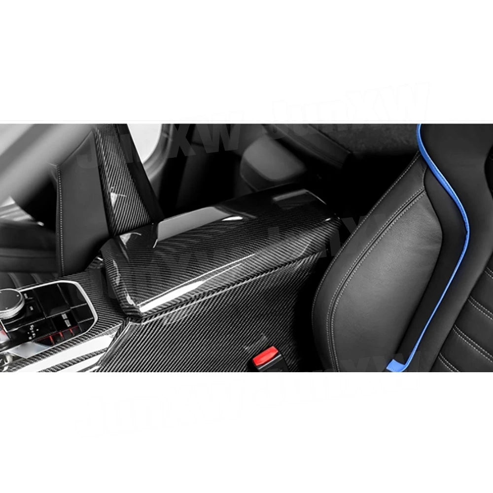 Carbon Fiber Automotive Center Console Armrest Box Cover Plate for BMW M2 M3 M4 G87 G80 G82 2021+ Body Kits Accessories