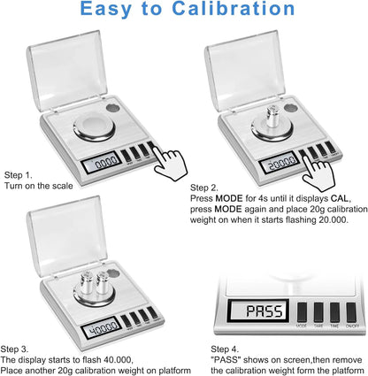 Milligram Scale, 50g/0.001g Digital Milligram Scale with Calibration Weights  Jewelry and Gem Scale  Mg Scale for Reloading