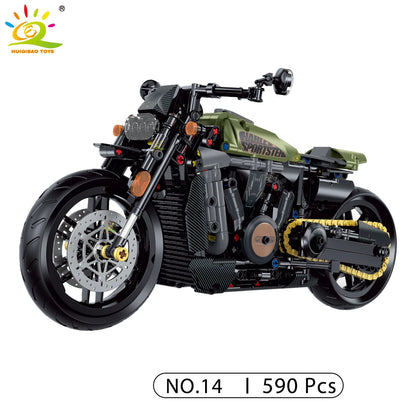 HUIQIBAO High-tech Classic Motorbike Building Model Blocks Moto City Racer Bricks Toy for Kids Boy Children Adult MOC Car Set