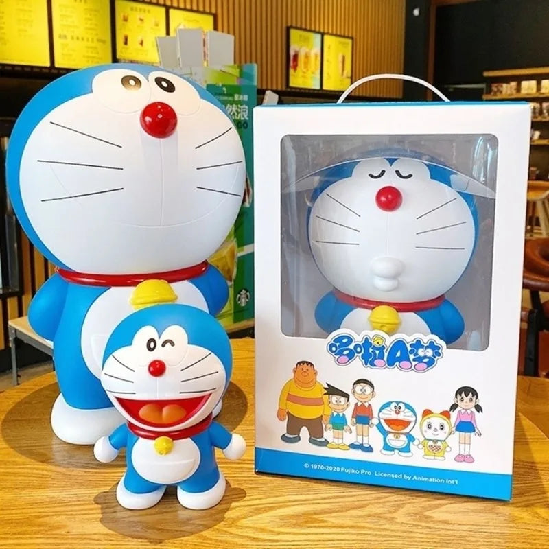 Large Size Doraemon Action Figures Toys Anime Kawaii Piggy Bank Ornament Figurines Decor Pvc Model Toy Statue Kid Birthday Gifts