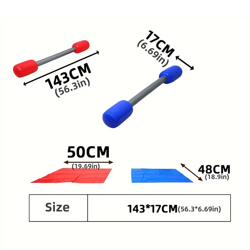 1Set Red Blue Inflatable Sticks Kids Toys Pvc Air Hammer Yard Game Sticks with Mats for Boys Girls Party Confrontation Game Toy