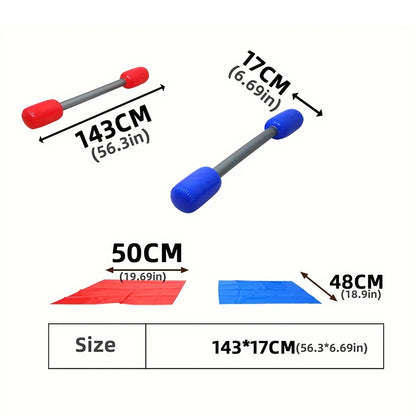 1Set Red Blue Inflatable Sticks Kids Toys Pvc Air Hammer Yard Game Sticks with Mats for Boys Girls Party Confrontation Game Toy