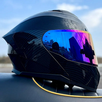 LVS-909-DOT Standard Motorcycle Flip Up Helmet, Durable ABS Hard Shell, Breathable Comfortable Urban Commute Safety Gear