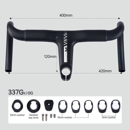 MANA AERO Ultra-Light Carbon Fiber Aero Handlebar - Integrated Cable Routing Superlight Aerodynamic for Road Bike Cycling
