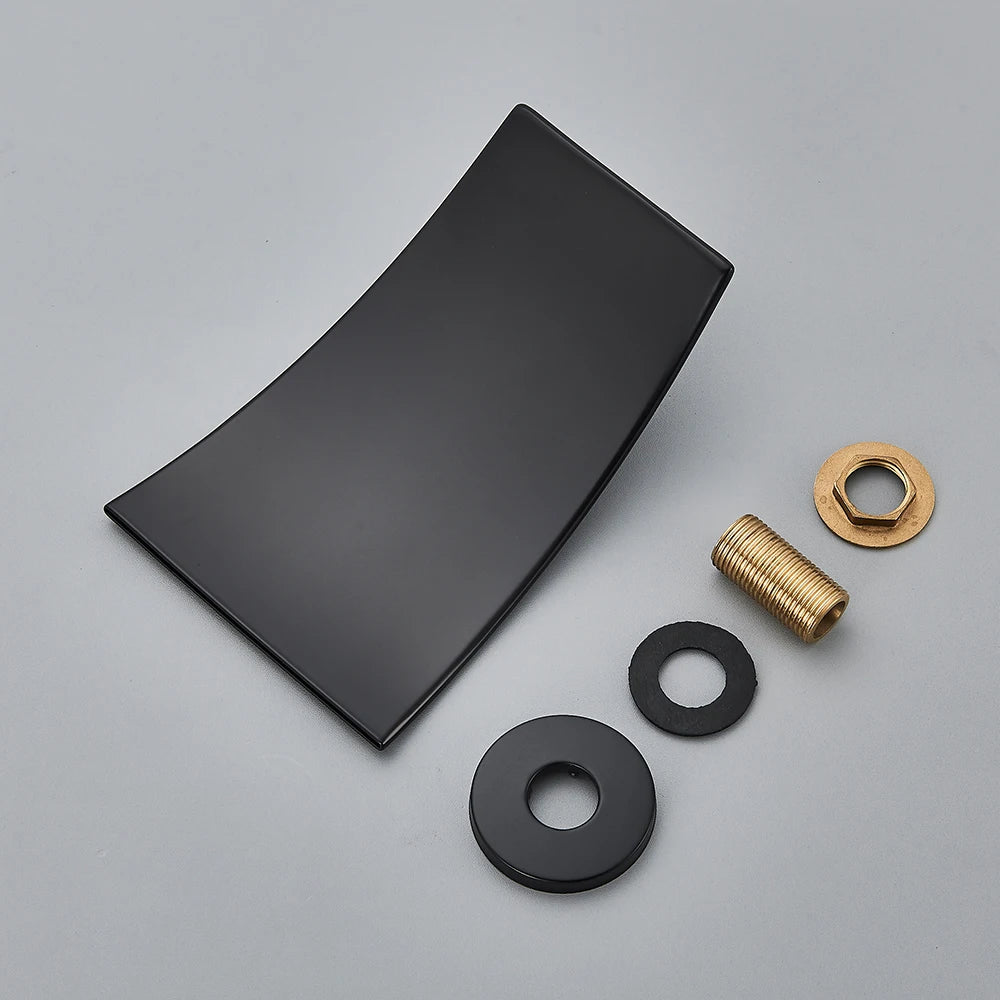 Brass Faucet Spout Black Bath Spout Golden Bathroom Faucet Accessory Waterfall Tub Spout Basin Water Outlet
