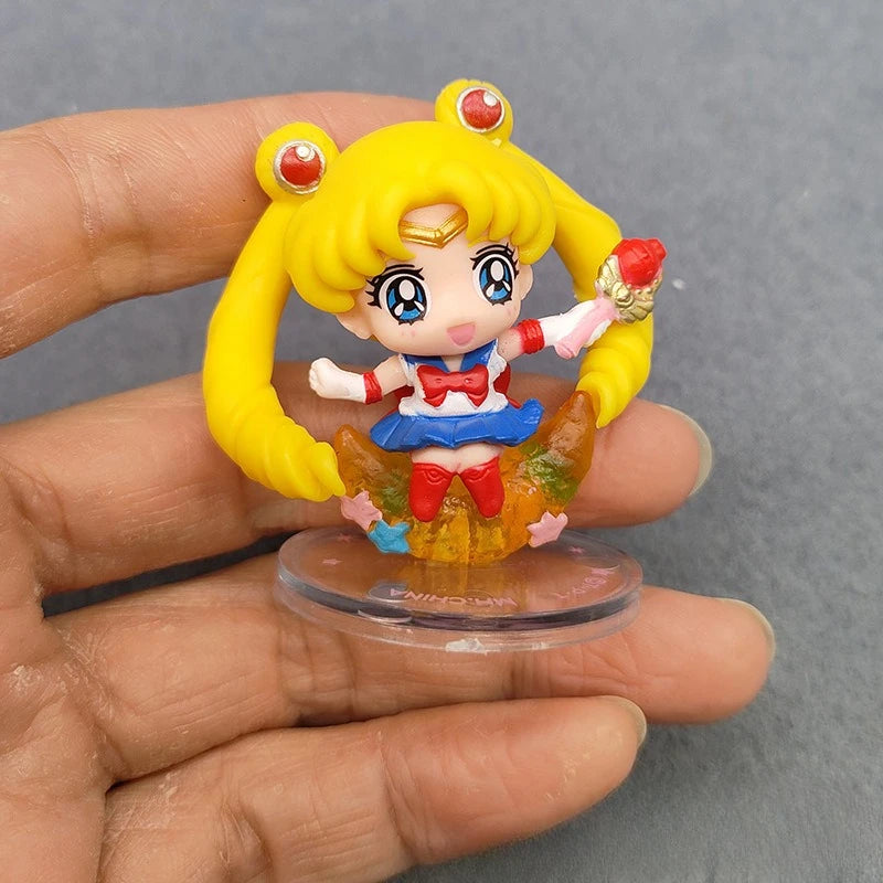 6Pcs Sailor Moon Anime Merchandise 4th Generation Figure with Base Desktop Ornament Collectible Statue Model Gift for Fans