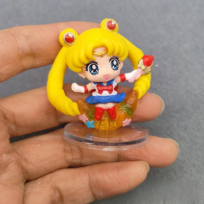 6Pcs Sailor Moon Anime Merchandise 4th Generation Figure with Base Desktop Ornament Collectible Statue Model Gift for Fans