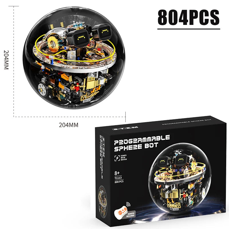 Technical Science Fiction Programming Spherical Machine Building Blocks Remote Control Sci-Fi Reconnaissance Robot Bricks Toy