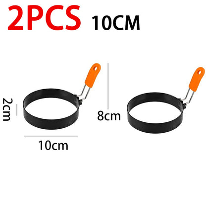 Fried Egg Ring Stainless Steel with Heat  Resistant Silicone Handle Non-Stick Fried Egg Mold Scrambled Eggs Form